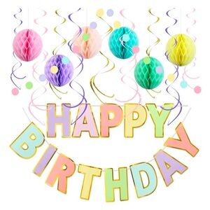 Colorful Happy Birthday Banner and Decorations